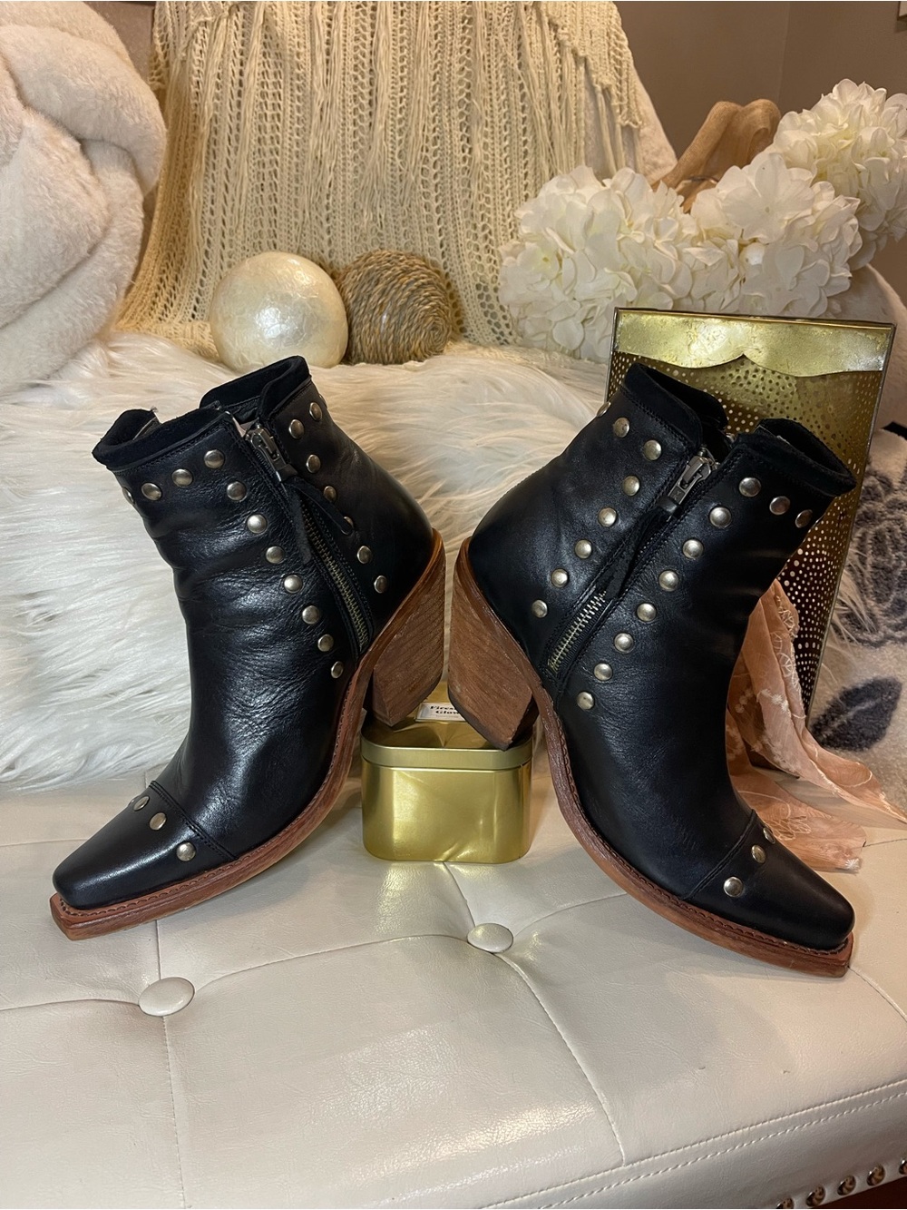 Nashville Black Studded Booties from the Reba by Justin® collection